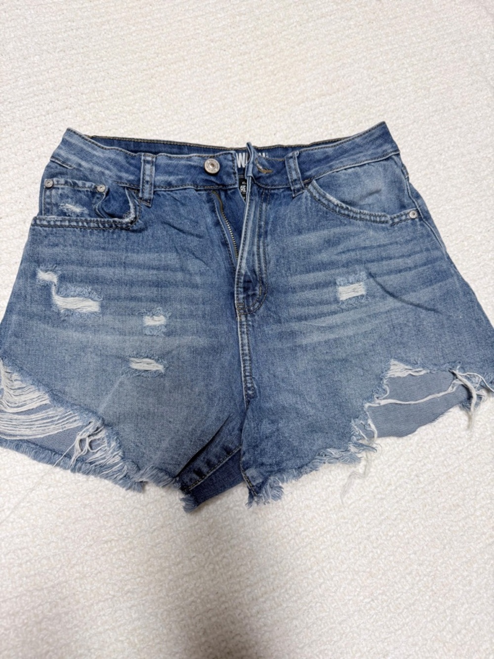 Rewash Distressed Denim Jean Shorts - Blue
